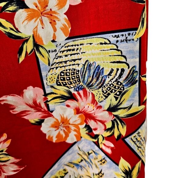 70s Villager Liz Claiborn Hawaiian Shift Dress Rayon Sleeveless Womens M Red - Picture 5 of 9